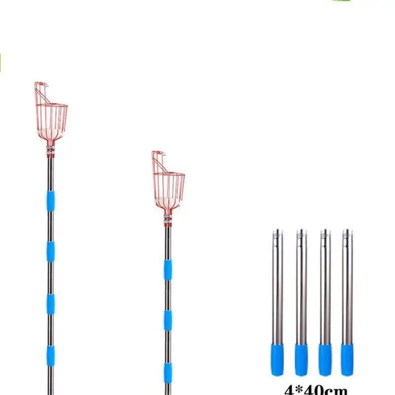 Hagekurv fruktplukkerhode med teleskopisk uttrekkbar stang fruktplukkingshøster Sklisikkert håndtak i stor høyde