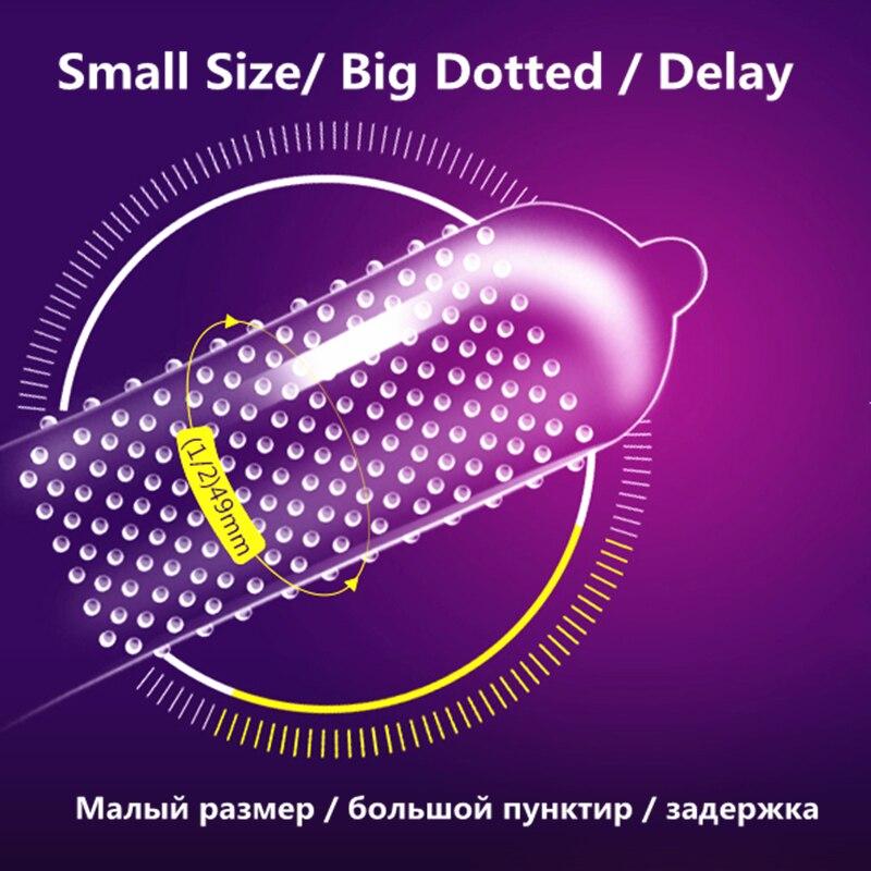 58pcs Condoms for Man Delay Small Size 49mm Natural Latex Spike Dotted Condoms Sex Products