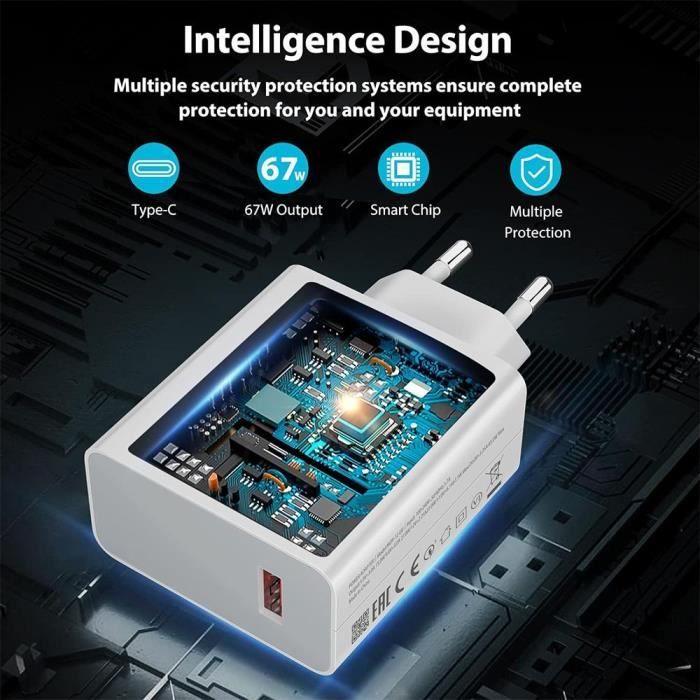 67W Fast Wall Charger Compatible with Xiaomi Redmi Note 14/13 Pro, Note 13 5G, Note 13 4G, Redmi 13C Redmi 14C