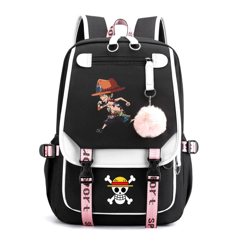 Japan cartoon comics One Piece Printed Backpack with USB Interface Charging Backpack Laptop Bag 0032