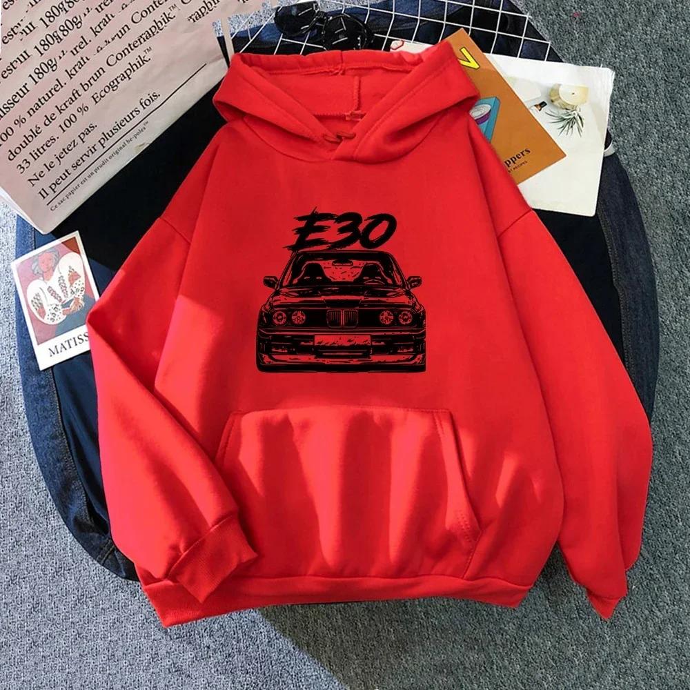 E30 Auto Muster Herren Kapuzenpullover Unisex Warmer Pullover Hip Hop Druck Cartoon Tasche Street Hoodies Y2K Freizeitkleidung