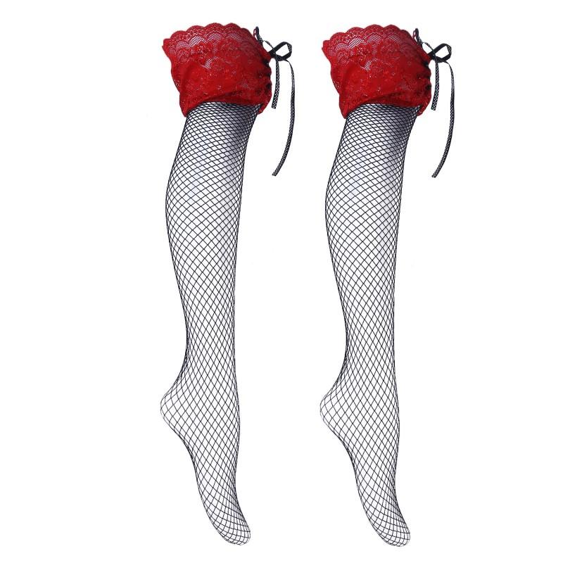 Sexy Thigh Socks with Lace Straps Women's JK Over-the-knee Stockings Sexy Lace High Thigh Fishnet Socks Long Lolita Socks