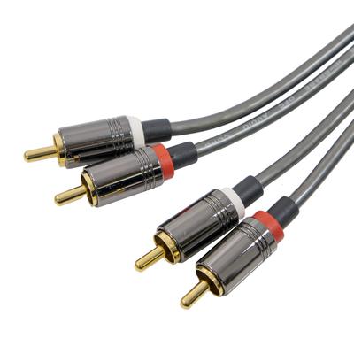 Cabo de áudio 2 pinos para 2 pinos RCA 2m plugue dourado embalagem simples plugue metálico para conectar amplificadores de alta qualidade, reprodutores, alto-falantes, etc.