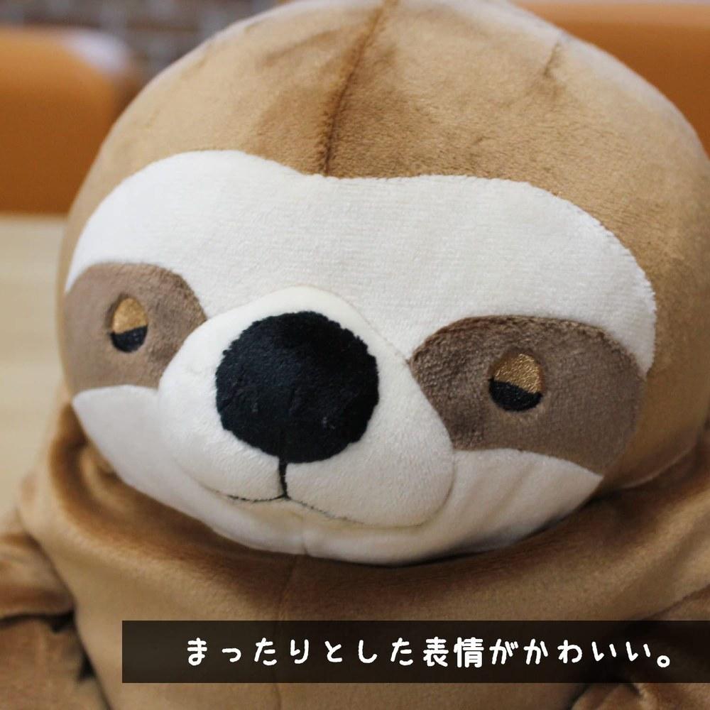 Shinada Global Mochi Series Mochi Namake Plush Toy Sloth Animal Monk-0350B Brown 22×22×30cm