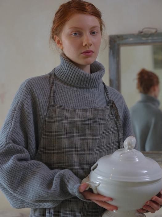 ho`me vintage check apron black