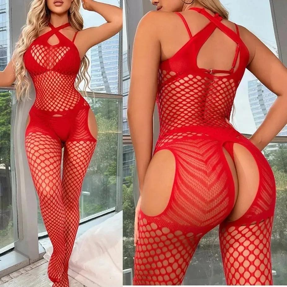 Plus Size Sexy Bodysuit Women Bodystocking Lingerie Outfits For Woman Erotic Costumes Lenceria Sleeveless Underwear Catsuit 6001