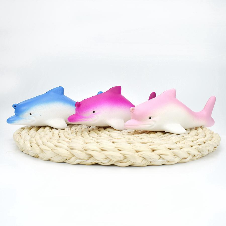 Squishy śliczne delfiny dla dzieci zabawki dla dzieci antystresowy powolny wzrost miękkie Squishies pasek z wisiorkiem zabawka antystresowa śmieszne prezenty