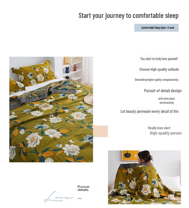 Ganzjahres-Fünf-Lagen-Musselin-Baumwolldecke für Büro- oder Heimgebrauch