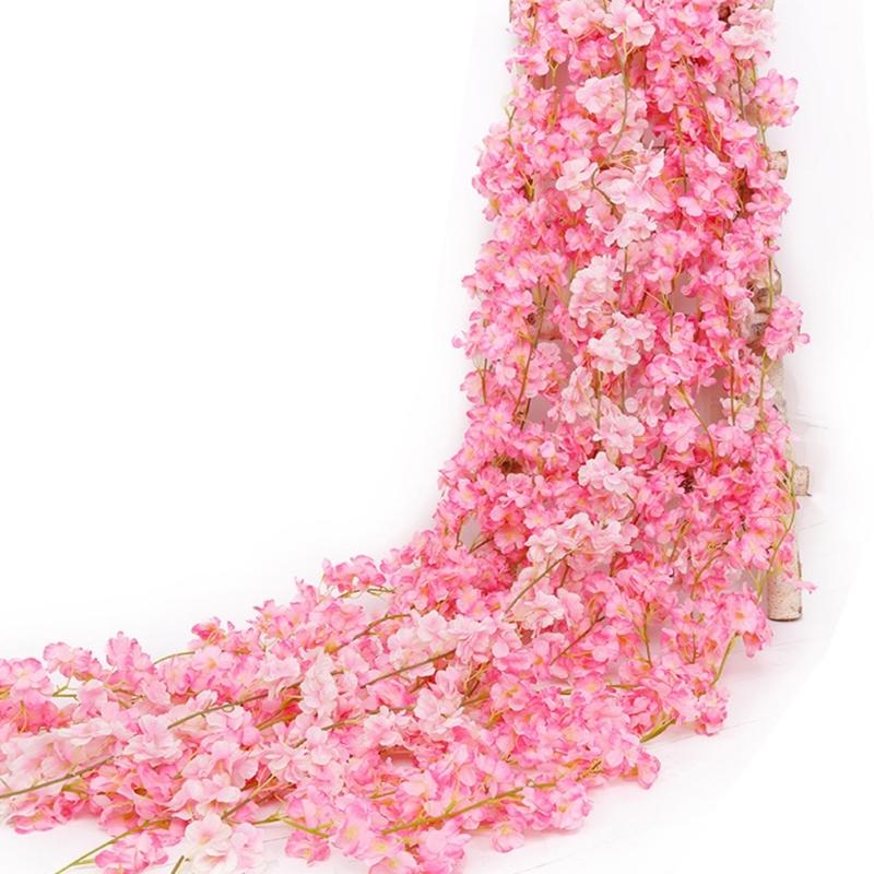 Flexible Blossom Branch Realistic Petal Texture Hanging Flower Decoration For Indoor Outdoor Event 180cm