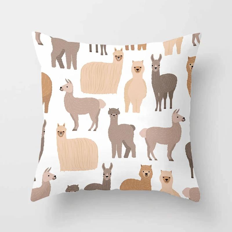 Cartoon Alpaca Decorative Pillowcase Living Room Office Home Pillowcase Car Ornaments