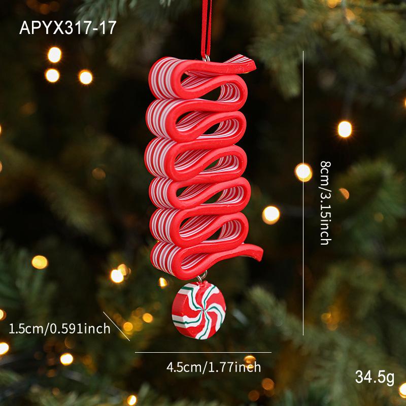Drop Ornaments Realistic Christmas Pendant Lollipop Decoration Soft Ceramic Candy Cane Ornament For Christmas Tree Xmas Holiday