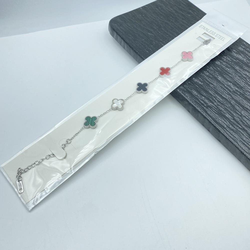 13mm Non-Fading Stainless Steel Four-Leaf Clover Bracelet for Women - Fresh Style