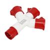 Waterproof Industrial Site Plug IP44 Cross 1 in 3 Out 4 Pin 2P N E Multiple Sockets Industrial Plug