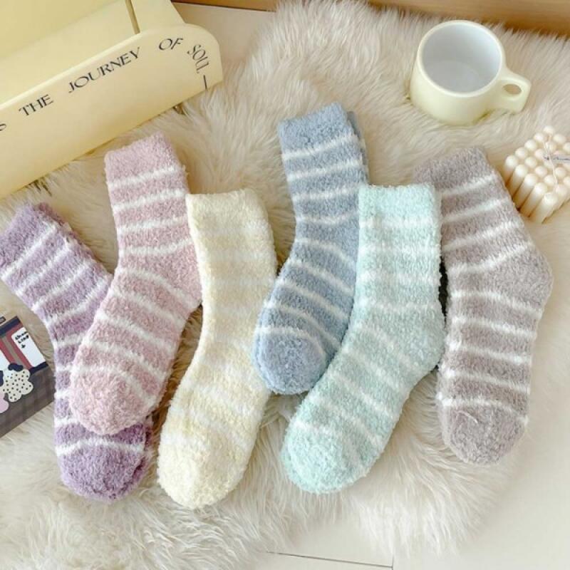 

Cozy striped microfiber sleep socks Mint