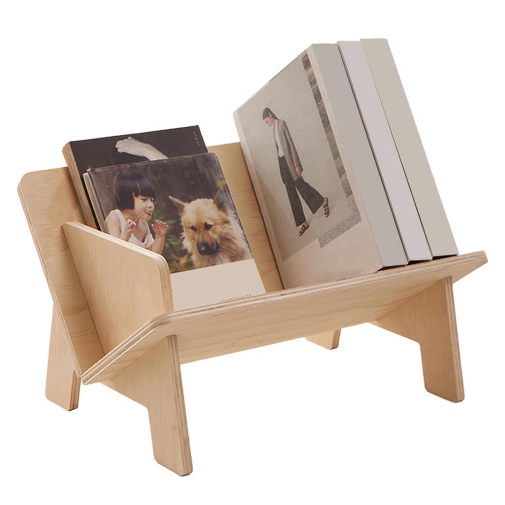 Wood Tilted Bookcase V Shaped Triangular Support Fine Polishing Tabletop Book  for Office Dormi