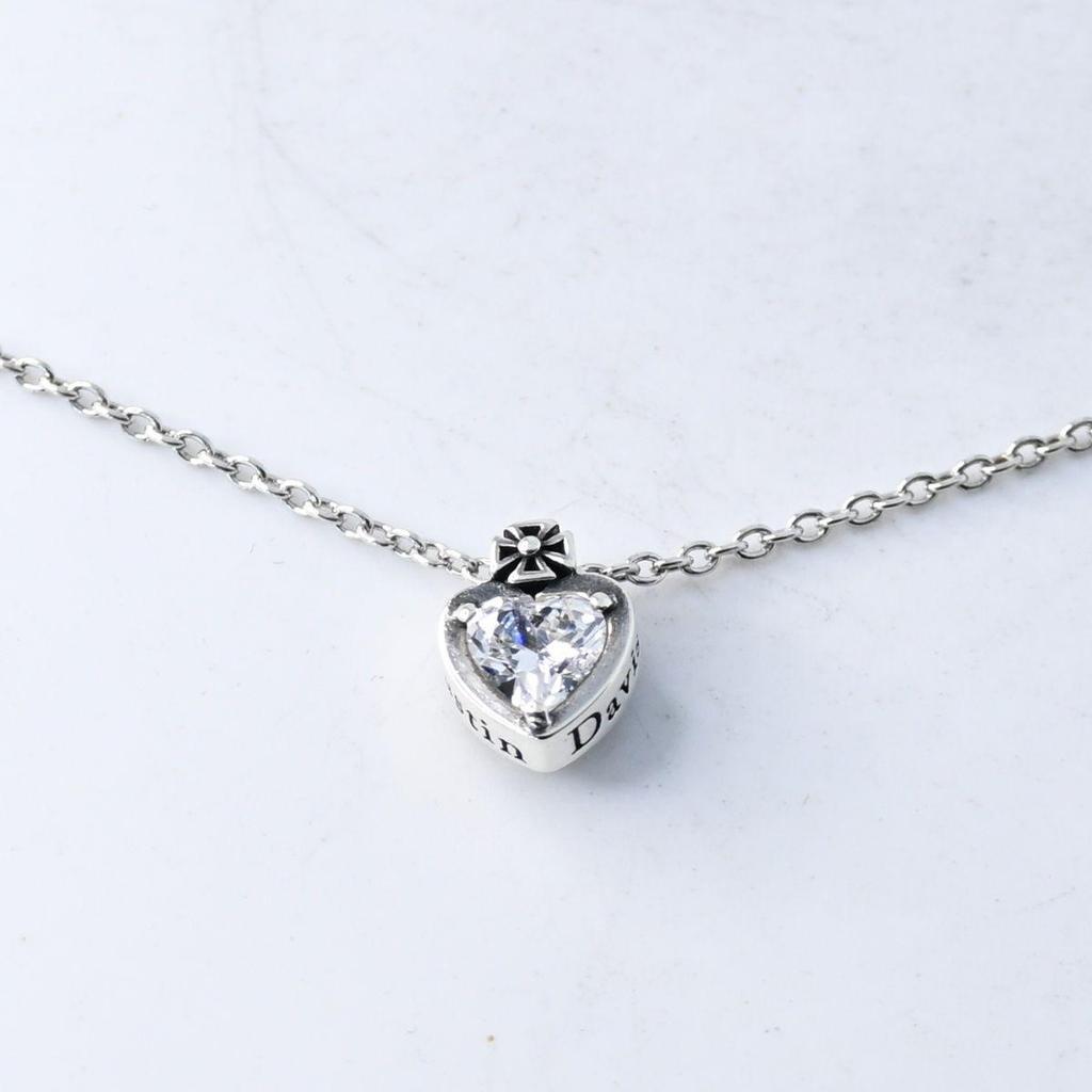 Used [Polished] JUSTIN DAVIS BRIGETTE Necklace 40cm Heart Crown Clear Justin Davis SNJ364 silver925