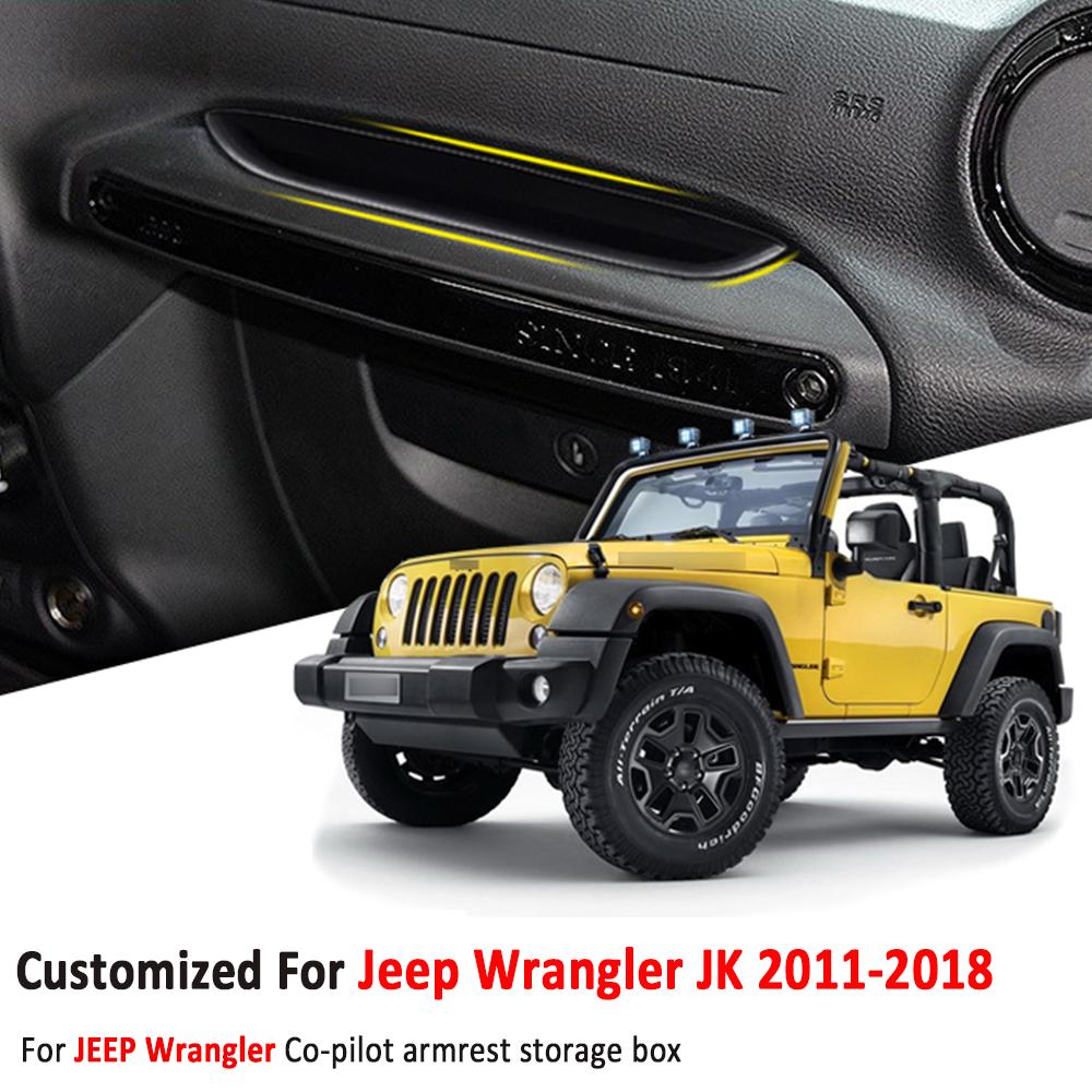 For Jeep Wrangler JK 2011-2018 LHD Car Passenger Storage Tray Organizer Grab Handle Accessory Box Door Interior Accessories
