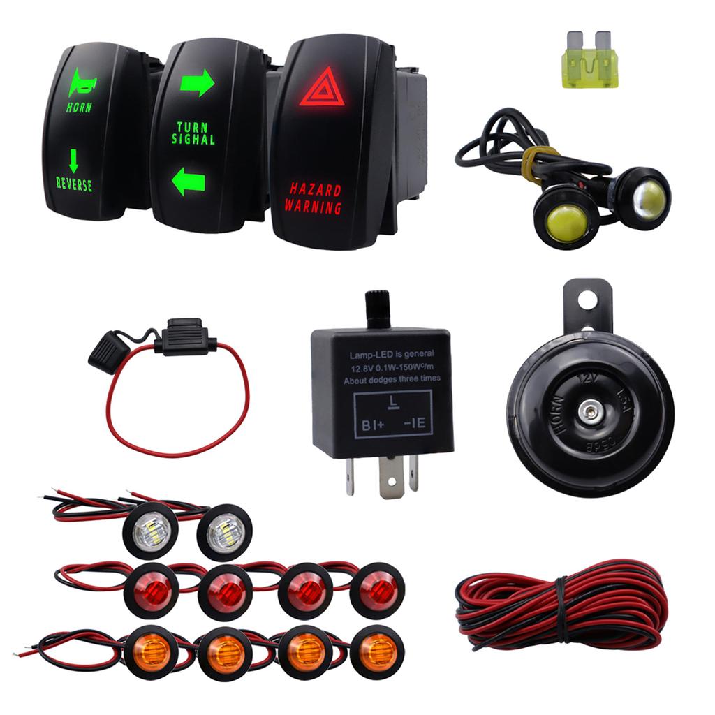 Universal Light Turn Signal Switch + Flasher Relay + Horn Replacement for Motorcycles ATV UTV Golf Cart