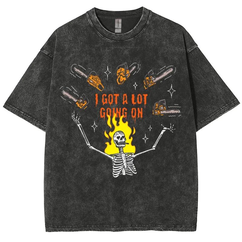 Unisex Washed T-shirt Loose Short Sleeved Shirt Pure Cotton Retro Style Fashionable S разноцветный