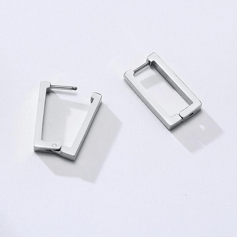 Minimalist Square Hoop Earring for Women Girls Ear Huggie Rectangle Hoops Dangle Stainless Steel Not Allergic