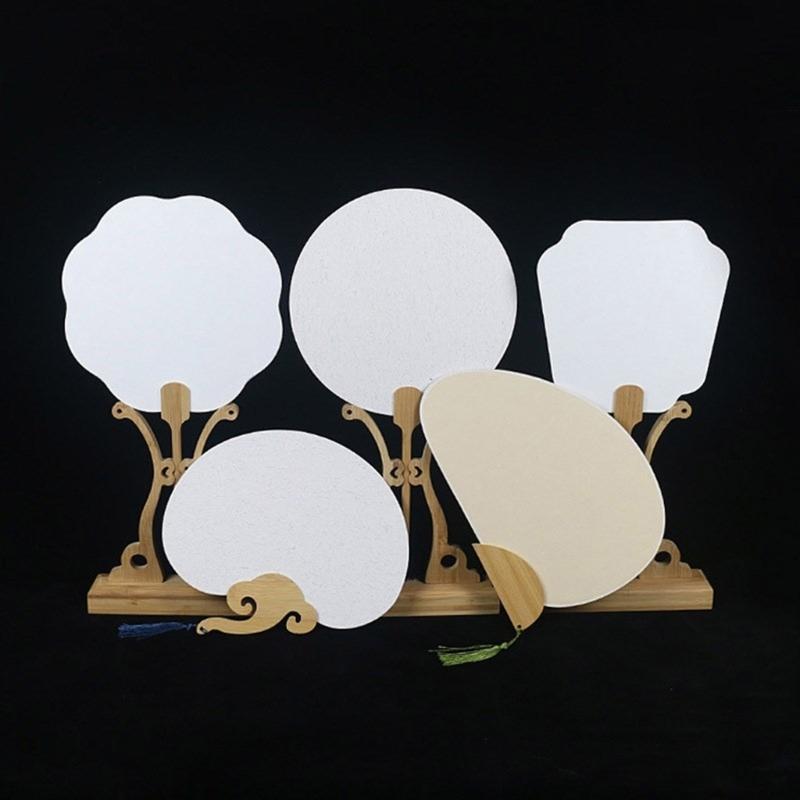 Blank Rice Paper Fan Round Fan Paper Hand Fan Wedding Fan Decorative Painting Fan Blank Fan Kids