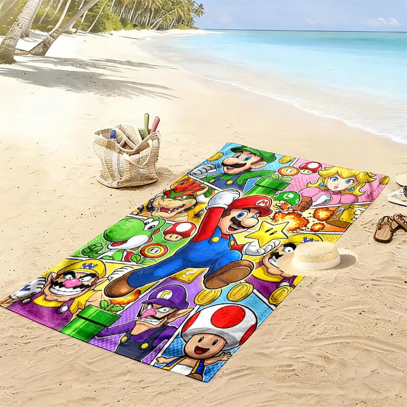 Super Bros Print Beach Towel, Large Soft Quick Dry Towel for Beach Camping Swimming