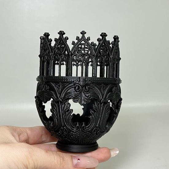 Gotische Decoratieve Kandelaar 3D Geprint Vintage Middeleeuwse Zuilkaarsenstandaard voor Tafel Haard Decoratie