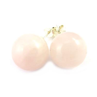 [M6742] - Silver Earrings 'Mineralia' Rose Quartz - 12 Mm