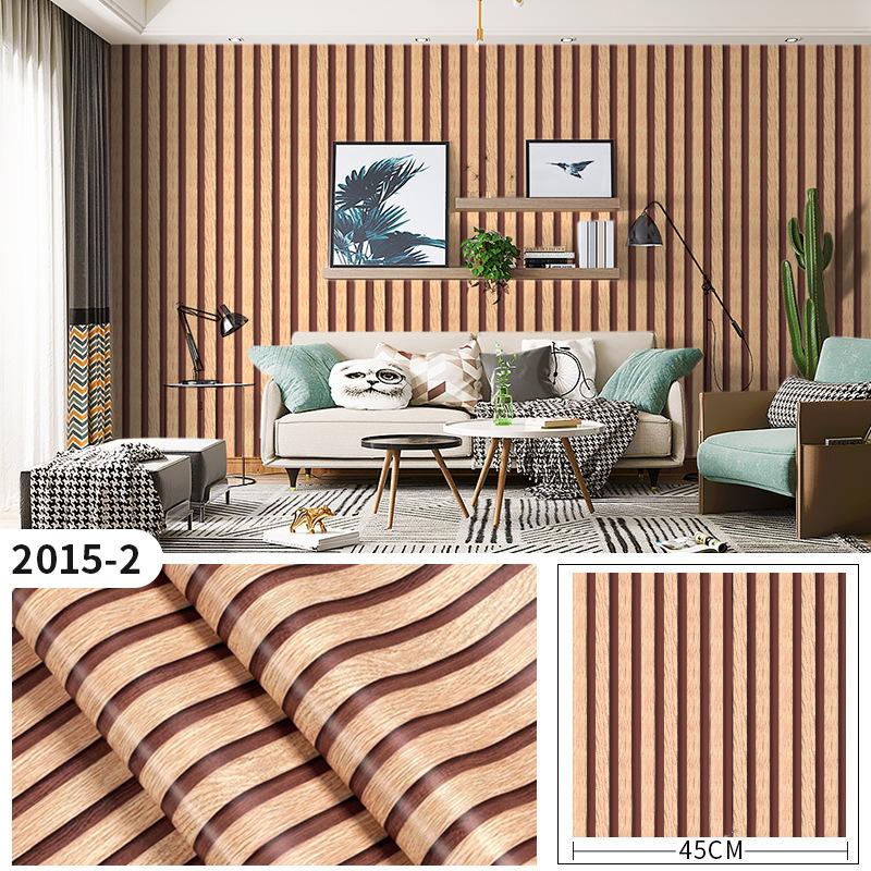 45cm*10m Self-Adhesive PVC Waterproof Peel & Stick 3D Striped Panels Wood Grain Wallpaper Furniture Accent Walls & Home Renovation Decor