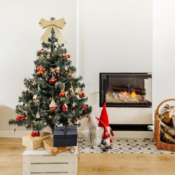 Sapin De Noël Artificiel - CREHOM - 150 Cm - Vert Foncé - Support Stable - Décoration Intérieure