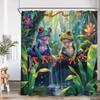 Frog Shower Curtain Summer Rainforest Tropical Forest Animal Flowers Nature Bathroom Decor Natural Bath Curtain with Hooks