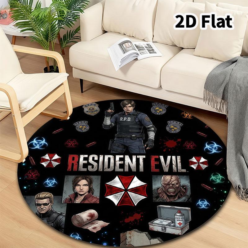 שטיח עגול Resident Evil שטיח לסלון חדר שינה ספה חדר משחקים עיצוב מחצלת רצפה מונעת החלקה