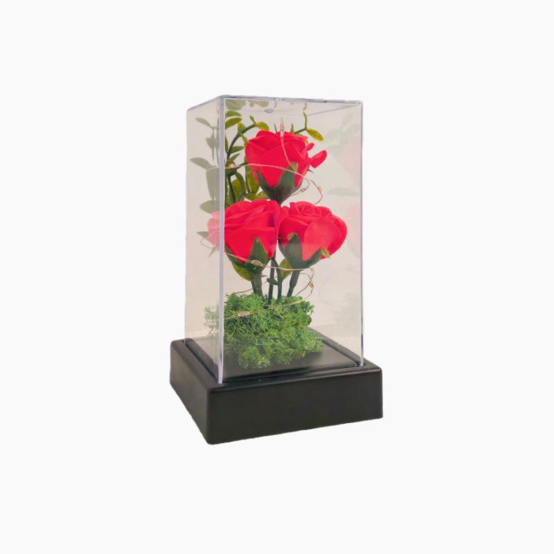 Square immortal rose ornament creative Valentine's Day Mother's Day gift luminous night light ornament