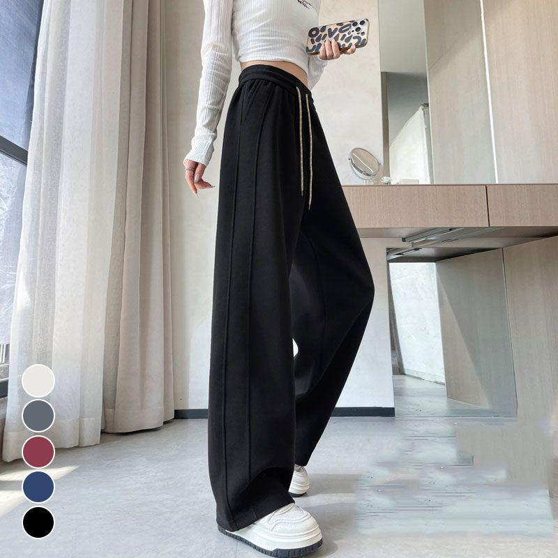 Ankela Women s Plus Velvet Red Slimming High-Waisted Narrow-Leg Pants - Autumn/Winter Petite Straight-Leg Sports Style Black Petite Spring/Autumn