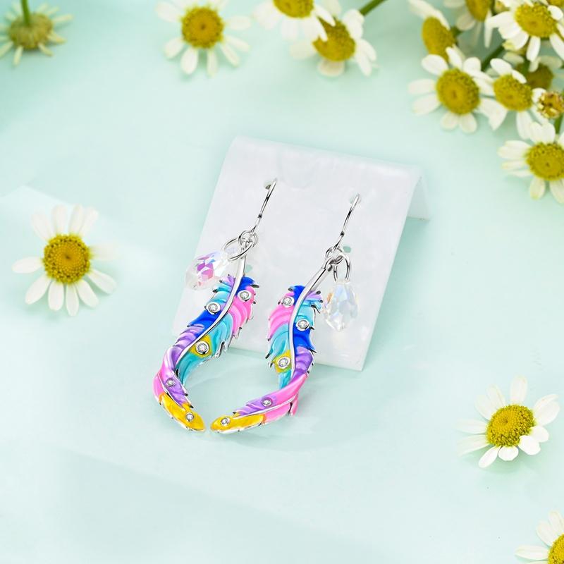 Hoop Earring 925 Silver Woman Bohemian Earring Feather Theme Earrings Pendientes for Woman Original Earring Fashion Jewelry Gift