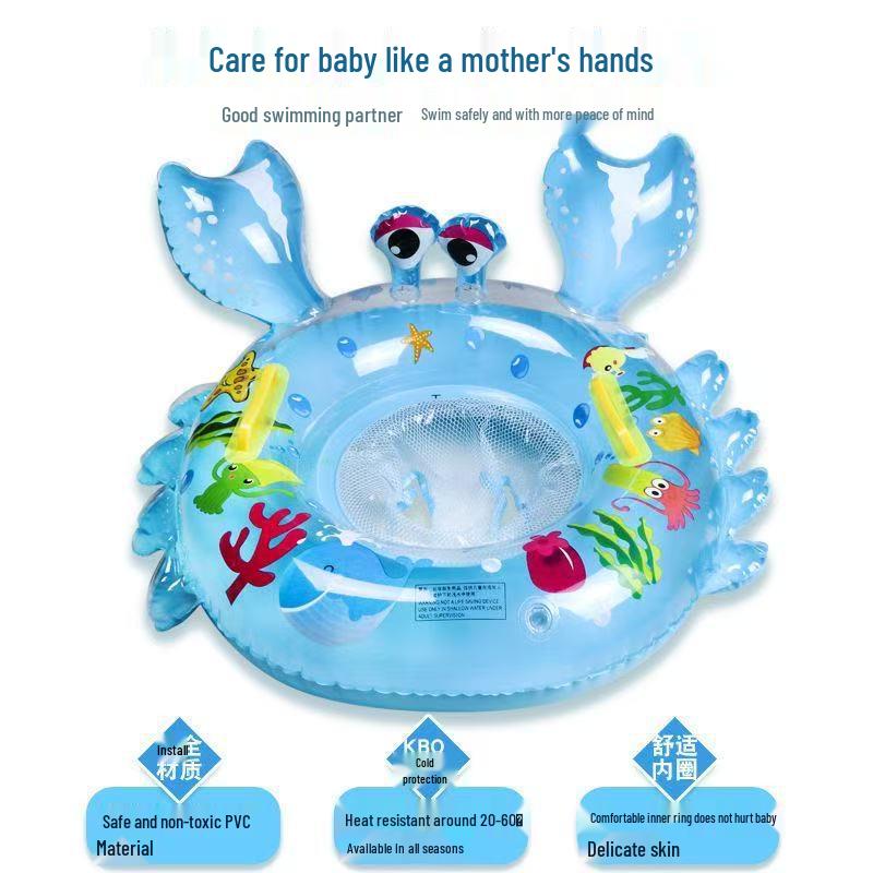 Eco-friendly Thickened PVC Animal Seat Crab Swimming Ring for 1-3 Year Olds