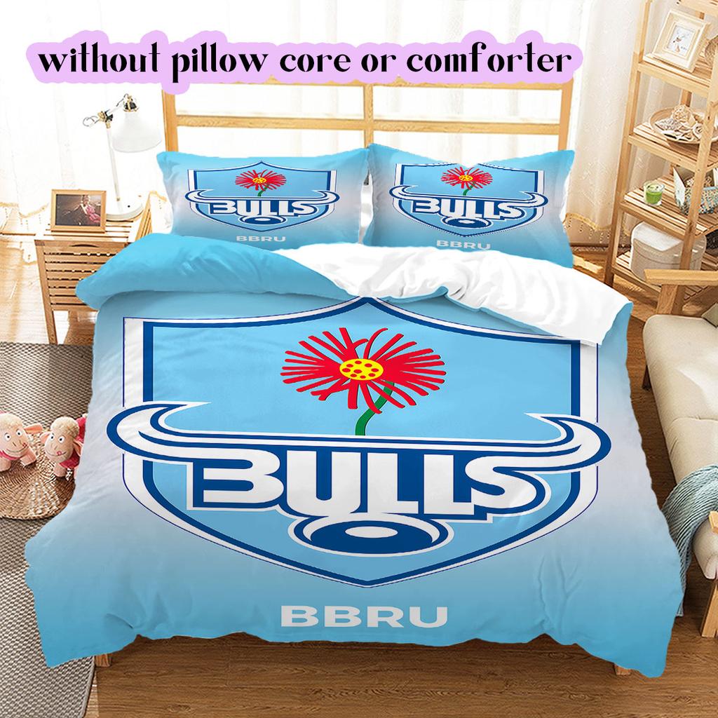 Rugby Club The Bulls Pattern Bedding,Quilt Set Quilt Cover Pillowcase Home Birthday Gift (1*duvet cover+2*pillowcase,without core)