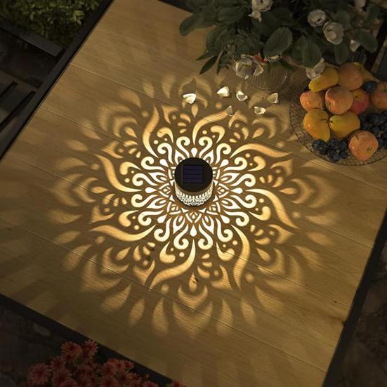 Solar Fence Light Outdoor Deck Step Wall Light Waterproof LED Warm Yellow Light with Flower/Butterfly Pattern for Yard Porch Patio Backyard Decor
