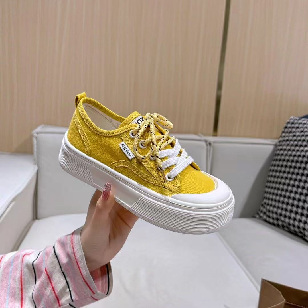 

Dopamine platform canvas shoes women s 2025 summer back lightweight force breathable versatile casual height increase little white biscuit shoes 35 жёлтый