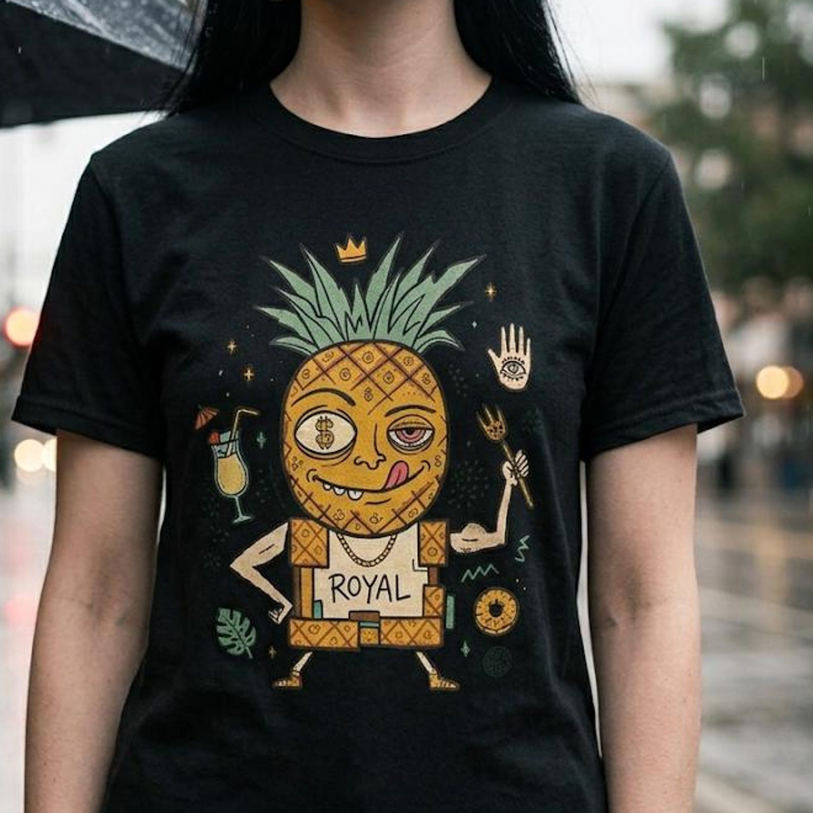 Royal Pineapple King T-Shirt | Funny Tropical Graphic Tee, Hawaiian Vibe Shirt 2XL