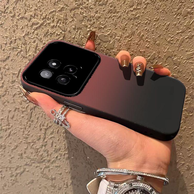 Mi 14 Mobile Phone Case 14pro Personality Red and Black Gradual Change Contrast Color 14Ultra Large Window Anti-drop Silicone Protective Case