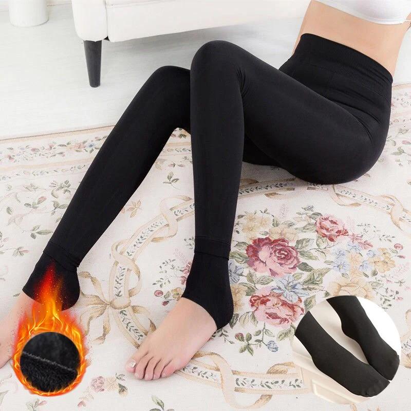 2025 Women Thermal Stockings Winter Warm Elastic Slim Fleece Tights Pantyhose Thicken Plush High Waist Leggings Stocking Pants