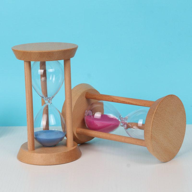Seven-Color Sand Solid Wood 30-Minute Drop-Proof Hourglass Timer for Kids: Study & Gift