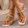 Large Size Stiletto High Heels Women's 2025 Summer Metal Square Buckle One-word Slippers Women's Outer Wear Square Head Open-toed Sandals