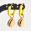 1Pair Dopamine Enamel Sweet Heart Cute Bee Flower Girl Aesthetic Aretes Funny Food Cake Gothic Star Hoop Earrings Jewelry