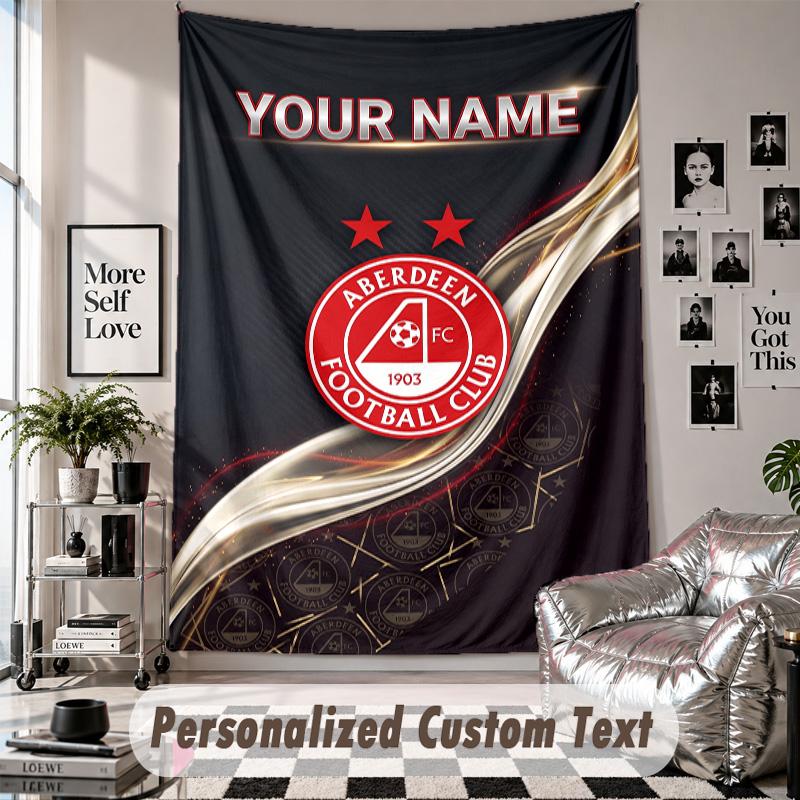 Custom Tapestry Wall Hanging, Aberdeen FC Personalized Name Text Home Wall Decor