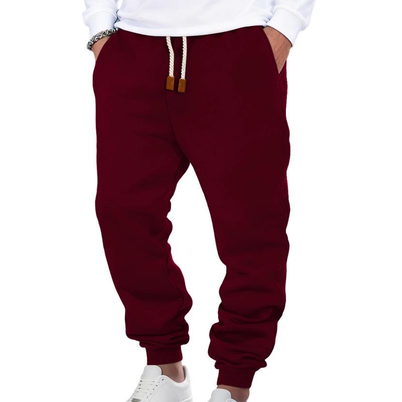 Men's pants spring and autumn solid color trendy sports casual sweatpants loose tied feet stacking pants
