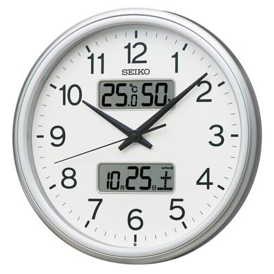 Herstellergarantie Seiko Uhr Wanduhr Radio Analog Kalender Temperatur Luftfeuchtigkeit Anzeige Silber Metallic Ø 290 x 50 mm KX275S