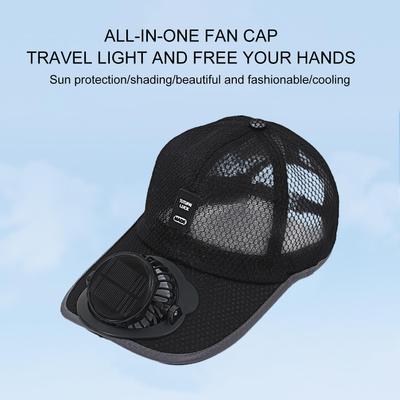 Breathable Sunhat with Solar Fan Outdoor Sun Protection Hat USB Rechargeable Fan Baseball Caps Summer Sunscreen Sunshade Hats