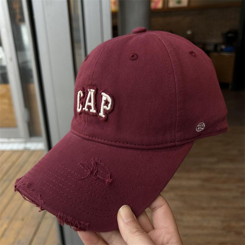 

Hat women s new trend cap versatile letter embroidery wide brim show face small casual baseball cap tide Adjustable бордовый